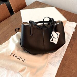 Polene Cyme Mini - Black + Ecru stitching - NWT + Box